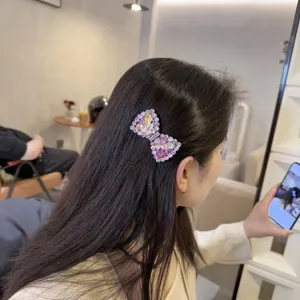 Koreaanse strass strik haarspeld sprankelend kristal elegant haaraccessoire voor vrouwen