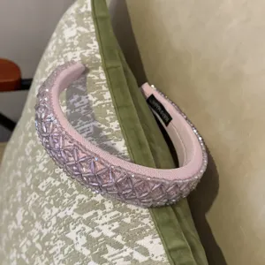 Korean handmade crystal beaded headband vintage baroque style hair hoop pink hair accessory