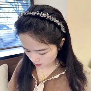 Handmade crystal beaded headband multi-color stone braided hair hoop for women hair styling