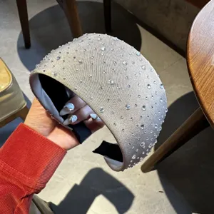 Sprankelende strass brede haarband, elegante zilveren glinsterende haarhoepel voor dames.