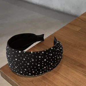 Zwarte brede strass haarband sprankelende kristallen haarhoepel modieus haaraccessoire voor