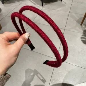 Retro Einfarbig Garn Gestrickt Doppelstrang Stirnband Schlanke Strukturierte Kante Haarband Für Herbst Winter Gesichtswaschen Outdoor Damen Casual Haarschmuck
