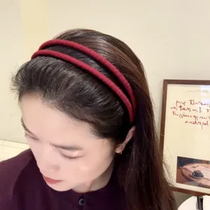 Retro minimalistischer burgunderroter doppelsträngiger Haarreif Herbst Damen Haarschmuck