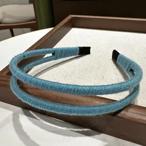 Retro minimalistisches blaues Garn doppeltes Stirnband vielseitig Herbst Winter Haar