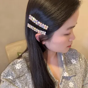 Élégante pince à cheveux fine en strass, barrette brillante en cristal pour femmes et filles