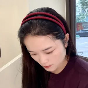 Retro minimalistischer doppelsträngiger Wollhaarreif, einfarbiges schickes Haaraccessoire.