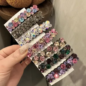 Magnifiques barrettes à cheveux en strass colorés, pinces BB en cristal brillant pour coiffure.