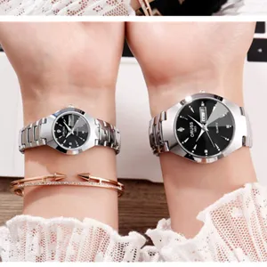 Montre quartz couple acier inoxydable étanche luxe mode paire montres bracelets pour femmes