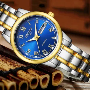 Montre quartz femme mode minimaliste double calendrier bracelet acier inoxydable