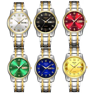Herren Quarz Uhr stilvolle zweifarbige Metallarmband Luxus wasserdichte Armbanduhr