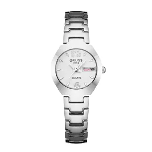 Stylish women's quartz watch with stainless steel strap, waterproof design, and elegant dial.