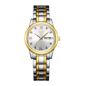 Orologio al quarzo da donna cinturino in acciaio inossidabile bicolore elegante