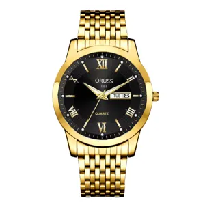 Montre Quartz Homme Dorée Bracelet Acier Inoxydable Affaires Loisirs Étanche Élégante