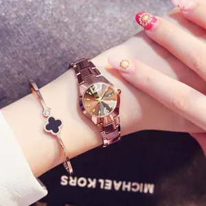 Fashion Quartz Watch Alloy Rhinestone Luminous Wristwatch Korean Vintage Classic Metal Analog Round Pointer Watch For Students Women Men