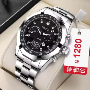 Reloj de pulsera de cuarzo de acero inoxidable para hombre cronógrafo taquímetro