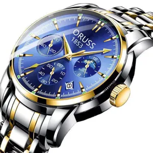 Heren Zakelijk Kwarts Horloge Lichtgevend Waterdicht Kalender Grote Wijzerplaat Roestvrij Stalen Band Luxe Trendy Klok Cadeau