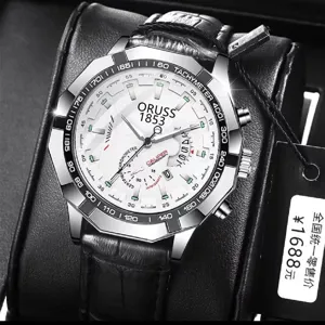 Montre quartz homme etanche mode luxe daffaires chronographe bracelet en acier inoxydable
