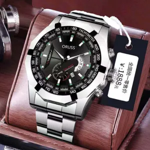 ORUSS Orologio Uomo Acciaio Inossidabile Quarzo Lusso Tachimetro Sport Cronografo Bracciale