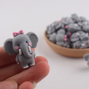 Perles en silicone de mignon éléphant de dessin animé pour la fabrication de bijoux DIY.