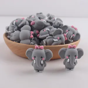 Mignonnes Perles en Silicone Éléphant de Dessin Animé pour la Fabrication de Bijoux DIY Accessoires de Stylo Perlés Perles Espaceurs en Vrac