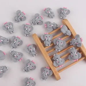 Perles en silicone éléphant de dessin animé mignon pour la fabrication de bijoux DIY.