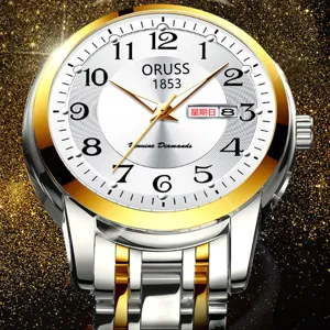 Men Business Sporty Quartz Watch Luminous Waterproof Large Dial Stainless Steel Calendar Wristwatch Classic Casual Pointer Round Clock For Male