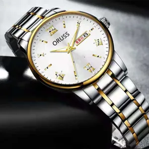 ORUSS Herren Quarzuhr mit edlem Edelstahl Bicolor Armband und praktischer Datumsanzeige