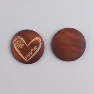 Holz graviert Mama Herz Anhänger DIY Schmuck Vintage handgemachte Zubehörteil für Kette.