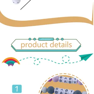 Cadena chupete bebe silicona cuentas denticion clip vista detalle accesorio infantil