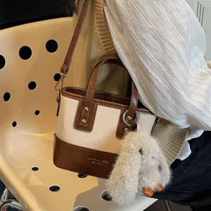 Borsa a tracolla bicolore chic per donna, mini borsa a mano retrò e borsa a spalla quotidiana.