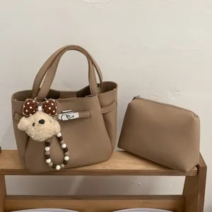 Women PU Leather Crossbody Bag Retro Chic Satchel Handbag With Top Handle Casual Commuter Bag For Ladies