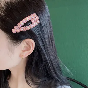 Fermaglio per capelli con strass rosa da donna, molletta brillante elegante, accessorio capelli.
