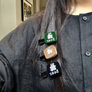 Pinzas de pelo de oso de estrás de terciopelo, pinzas de pico de pato, accesorios de moda.