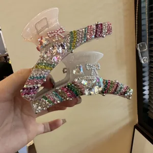 Bunte Strass Haarklammer fuer Damen, glaenzende Kristall Haarklammer eleganter Haarschmuck