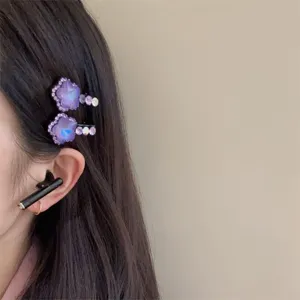 Jolies pinces à cheveux étoiles violettes, élégant clip de côté pour femmes.