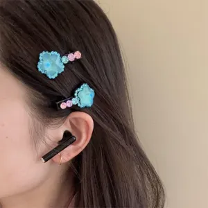 Joli pince à cheveux florale en strass épingle latérale mignonne pour coiffure quotidienne