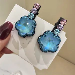 Jolies pinces à cheveux étoile en strass bleu mignonnes barrettes coréennes élégantes