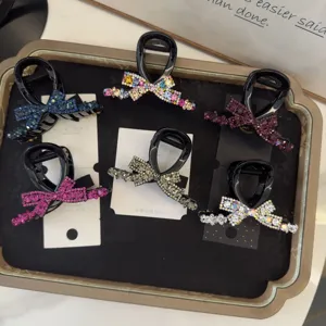 Pince à cheveux nœud strass élégante pince griffe cristal pour femmes accessoires mode