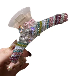 Bunte Strass Haarklammer glänzende Kristall Haarkralle elegante Damen Haarschmuck Styling