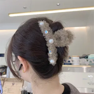 Schicke Netz Strass Perle Haarklammer süßes Mädchen elegante Hinterkopf Haar Styling Accessoire