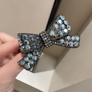 Exquise pince à cheveux nœud strass, superbe barrette latérale cristal pour coiffure.