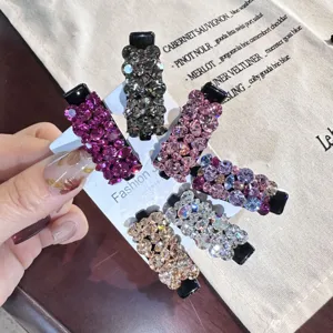 Ensemble de pinces à cheveux bec de canard en strass brillants, jolies épingles pour femmes.