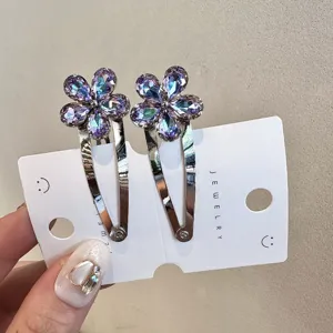 Ensemble de pinces à cheveux fleur en cristal, pinces latérales strass étincelantes