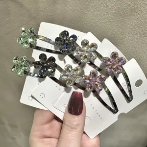 Pinces à cheveux BB fleur de cristal accessoires de coiffure tendance pour femmes filles