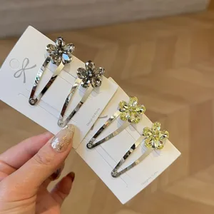 Pinces à cheveux BB en métal cristal fleur style coréen jolie barrette pour femmes