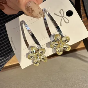 Barrette à cheveux fleur en cristal coréenne pince BB métal accessoire de mode femme