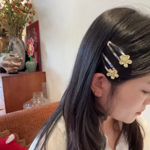 Pinces à cheveux BB fleur de cristal coréennes pour femmes, accessoires brillants élégants.