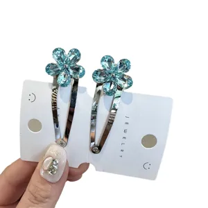 Barrette à cheveux BB en cristal fleur style coréen, pince latérale dopamine bleue pour femmes filles
