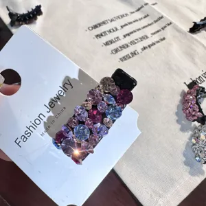 Petite pince à cheveux en strass de luxe doux mode côté bec de canard épingle pour frange cheveux cassés