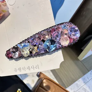 Pince à cheveux goutte strass colorée épingle latérale cristal scintillant accessoire mode